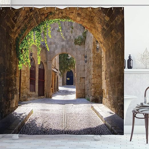 Amazon Com Ambesonne Tuscan Shower Curtain Italian Street In A