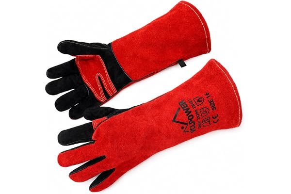 VCLPOWER Welding Gloves 16 Inches 932°F Extreme Heat Fire Resistant Leather Forge Gloves for Mig, Tig, Stick, BBQ, Fireplace,