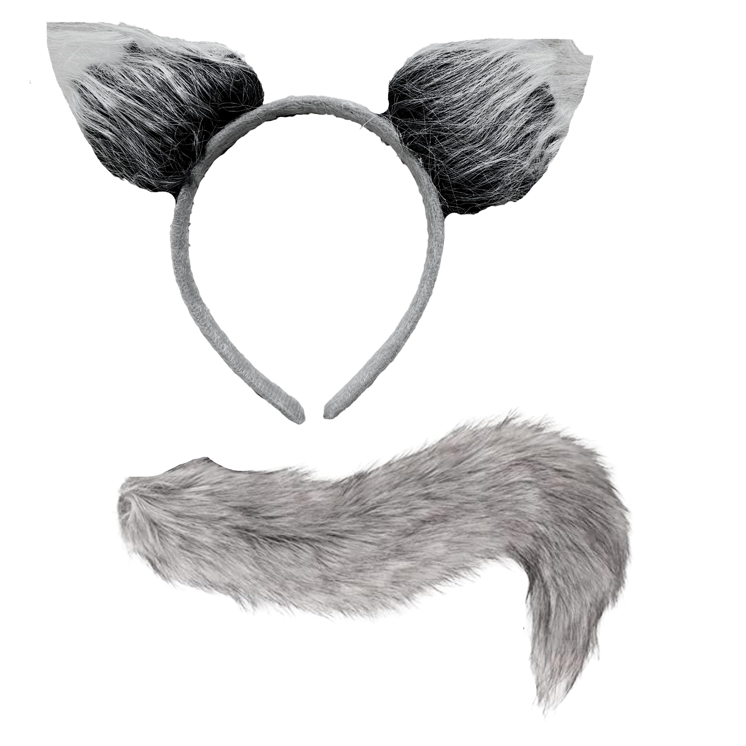 Lizzy | Animal Ears Headband | Wolf Set, Soft Plush, Grey | Flexible Fit, Comfortable, Reusable | For Fancy Dress, World Book Day, Cosplay, Party Accessory