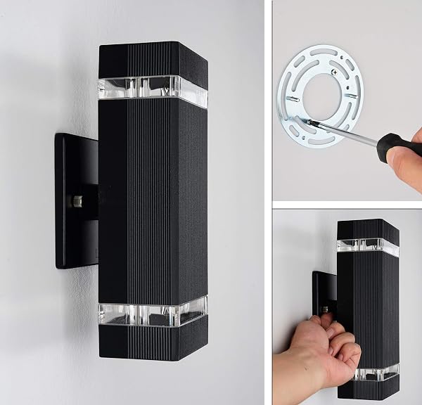LMP 2 PACK LED SQUARE UP AND DOWN LIGHTS OUTDOOR WALL LIGHT,BODY IN ALUMINUM WATERPROOF OUTDOOR WALL LAMPS,3000K 5W WITH CERTIFICATE ETL