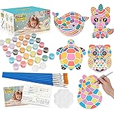 QANIY Stepping Stones Painting Kit for Kids Ages 4-12,5 Pack Outdoor Garden Stone Crafts,Outdoor Art & Craft Activity Set, Creative Gift for Boys & Girls (Art)