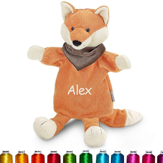 LALALO Sterntaler Handpuppe Fuchs Bestickt mit Namen, Kasperlepuppe, Kasperletheater Puppe personalisiert, Geschenk Kinder & 