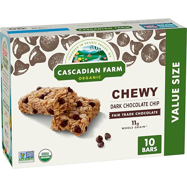 CASCADIAN FARM ORGANIC CHEWY GRANOLA BARS, DARK CHOCOLATE...