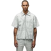 HUDSON Mens Short Sleeve Zip Up Shirt