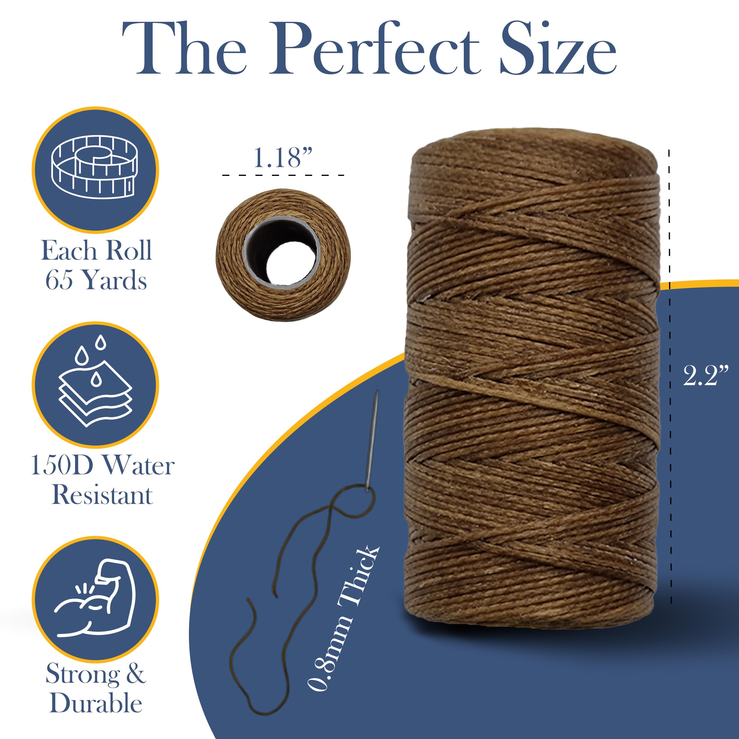 Waxed Thread 3X Wax Thread, 65 Yardx0.8mm Wax String, 150D Waxed Leather String in Cream, Tan and Brown, Perfect Dream Catcher Supplies