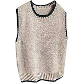 GORGLITTER Women's Sleeveless Sweater Vest Casual Old Money Aesthetic Contrast Binding Pullover Tank Top