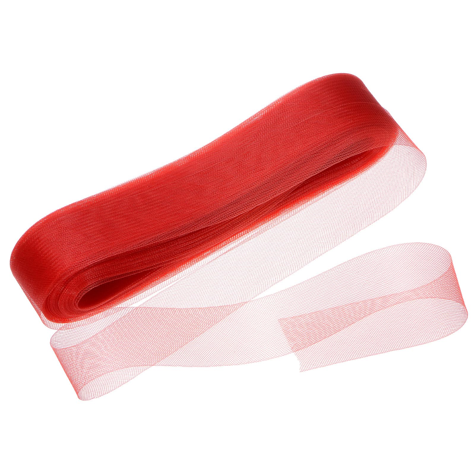 M METERXITY Stiff Horsehair Braid 2 Inch Wide 50 Yards Soft Polyester Horsehair Braid Roll for Wedding Dress/Dance Formal Dress Accessories/Skirt Boning Sewing Shaping [Red]