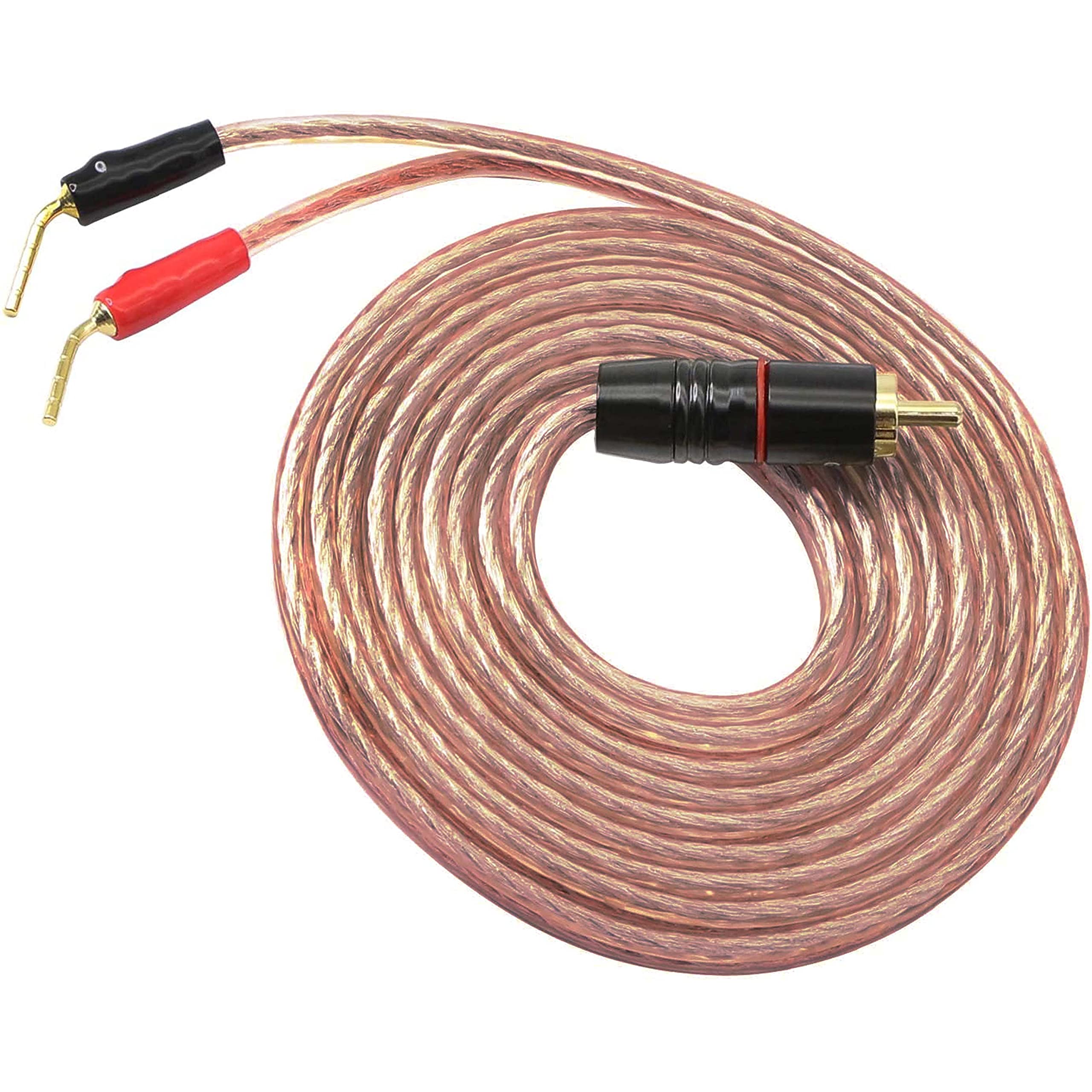 XMSJSIY RCA to Banana Pin Type Plug HiFi OFC Speaker Cable Audio Cable Gold Plated RCA Male to Dual Banana Pin Plug Speaker Cord Connector High Level for Amplifiers and Subwoofer (2M)