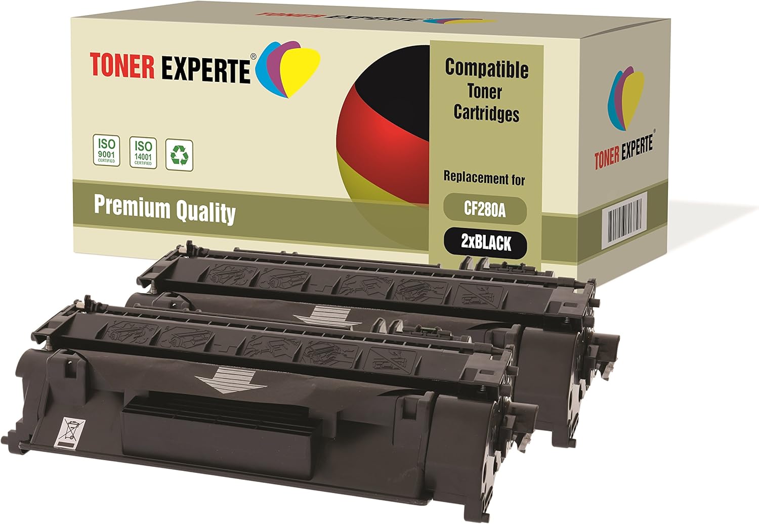 TONER EXPERTE® Pack of 2 Compatible CF280A Toner Cartridges Replacement for LaserJet Pro 400 M401dn M401dw M401n M401a M401d M401dne MFP M425dn MFP M425dw (2700 Pages) - Image 3