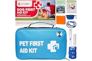 PropEff Pet First Aid Kit for Dogs - 52 Piece Medical Dog Emergency Kit with First Aid Guide, Styptic Pencil, Thermometer - Dog First Aid Kit for Hunting, Traveling and Home - eBook and Bowl Included
