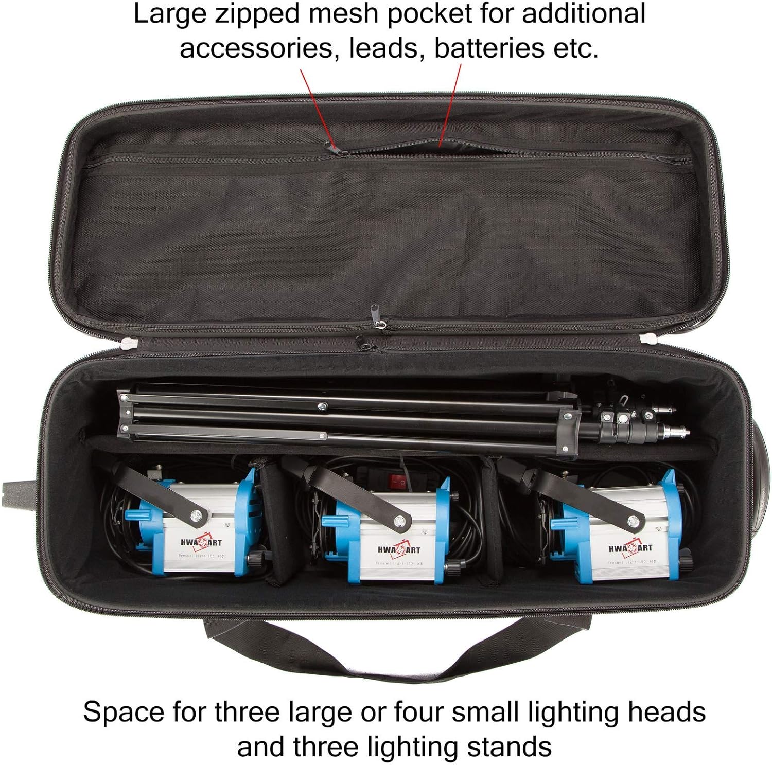 Studio Equipment Trolley Carry Case 31.5 Inches with Straps Padded Compartment Wheel for Tripod Light Stand Strobe Light Umbrella Flash Photography - Image 4