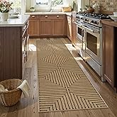 Lahome Neutral Geometric Washable Runner Rug, 2x8 Kitchen Runners for Hallways Non Slip Entryway Rug, Farmhouse Rhombus Low Pile Non Shedding Nature Indoor Outdoor Carpet Runner for Laundry Room