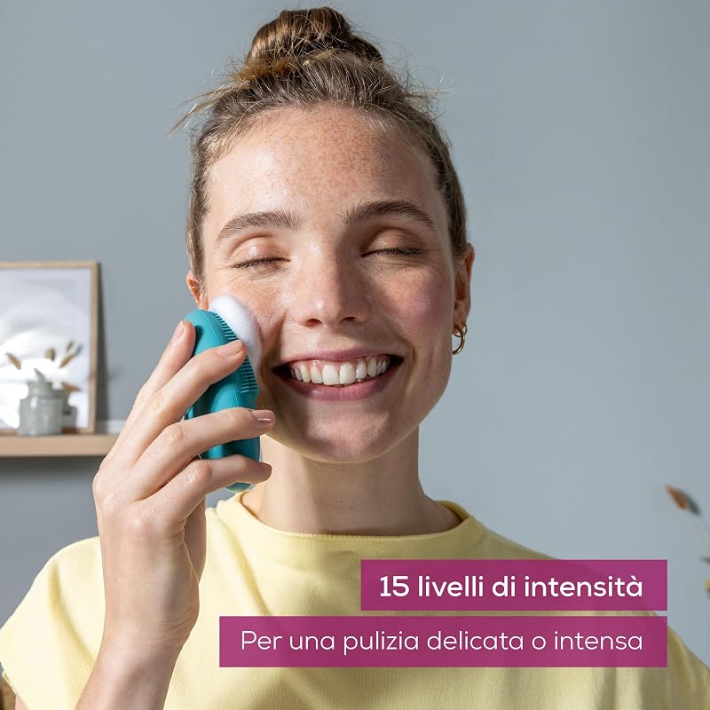 FC 52 Laguna Spazzola per il Viso Vibrante in Silicone, Pulizia Profonda dei Pori con Funzione Massaggio, Impermeabile, Adatta a Tutti i Tipi di Pelle