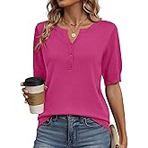 Zeagoo Women's Short Sleeve Sweater 2026 Spring Summer Tops Lightweight Casual V Neck Sweaters Dressy Work Blouses Clothes