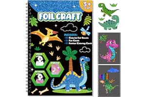 JECTIVS Art & Craft Activity,Foil Craft Dinosaur DIY Art Fun Kits,No Mess Creative Foil Art Kits Set Drawing Game for Kids,Birthday Gifts Crafts Supplies Travel Toys for Girls Boys Ages 4 5 6 7 8 9 Year Old