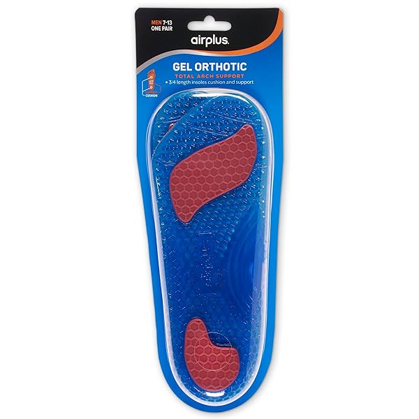 AIRPLUS GEL ORTHOTIC 3/4 LENGTH COMFORT AND STABILITY SHOE INSOLES FOR MEN