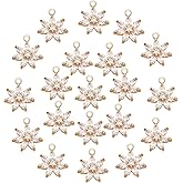 NBEADS 20 Pcs Flower Cubic Zirconia Pendant Charms, Light Gold Daisy Charms Micro Pave Clear CZ Brass Pendant for Jewelry Making