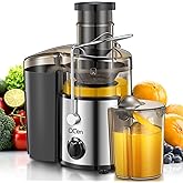 QCen Juicer Machine, 500W Centrifugal Juicer Extractor with 3” Wide Mouth Feed Chute for Fruits & Vegetables, Easy to Clean, 