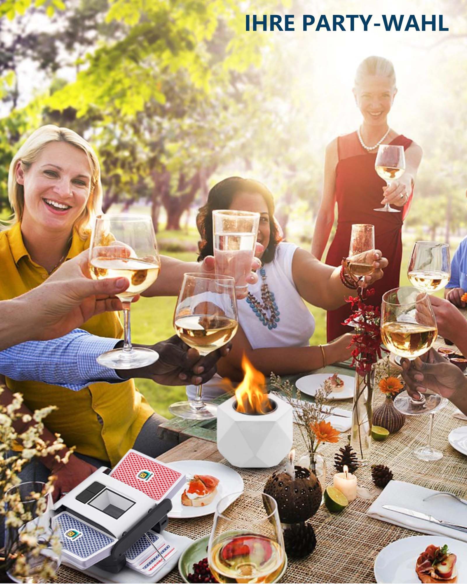 OUFUYU Kartenmischmaschine Elektrische, Automatischer Kartenmischer für 1–2 Decks One-Press Auto & Manueller Wiederaufladbar 2000mAh Geräuscharm für Poker UNO Blackjack Skip-BO Phase 10 Texas Hold'em 8