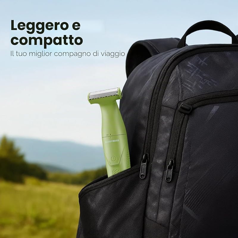 Set per la toelettatura dei dettagli, 3 in 1, per uomo, barba, parrucchiere, body groomer, trimmer naso e orecchie, rasoio senza fili con ricarica USB (Verde)