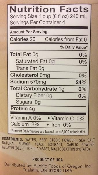 PACIFIC FOODS BEEF BROTH, 32 OZ CARTON