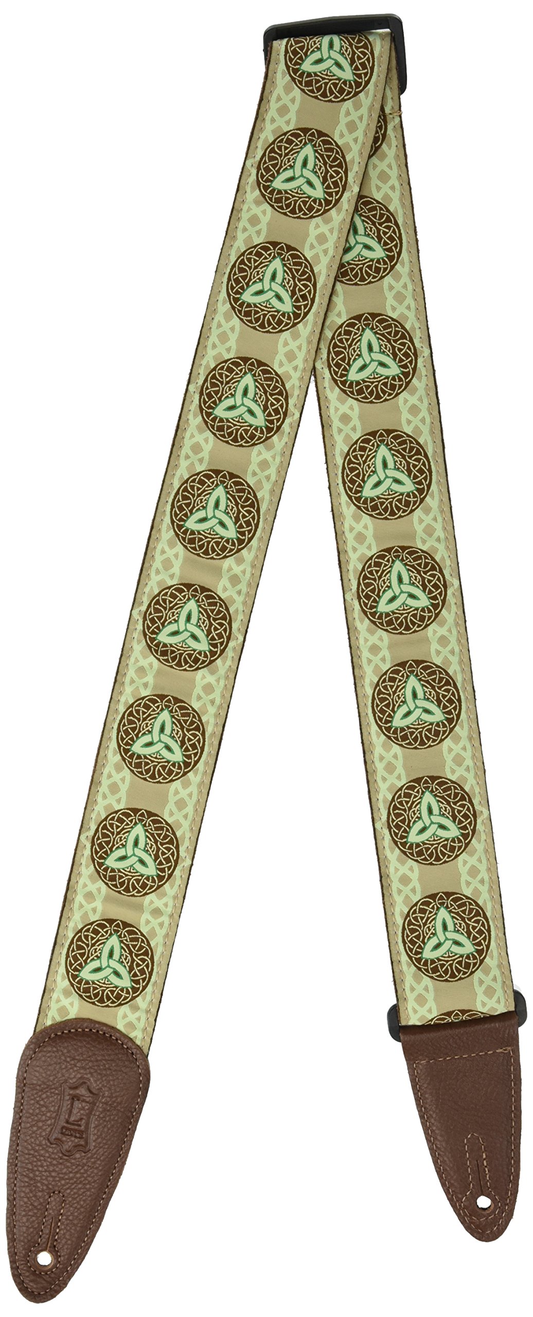 Levy's Leathers MGJ-002 2" jacquard weave guitar strap with garment leather backing, garment leather ends