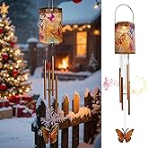 Homeimrpo Solar Wind Chimes Lights for Outside, Butterfly 3D Multicolor Waterproof Solar Lantern Chimes Outdoor Lights Hanging Decor for Garden, Porch, Yard Gifts for Mom Grandma