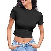 CIDER Womens Short Sleeve Shirts Summer Crop Tops Crewneck T Shirt Basic Baby Tees Going Out Tops Slim Fit Y2K Clothes