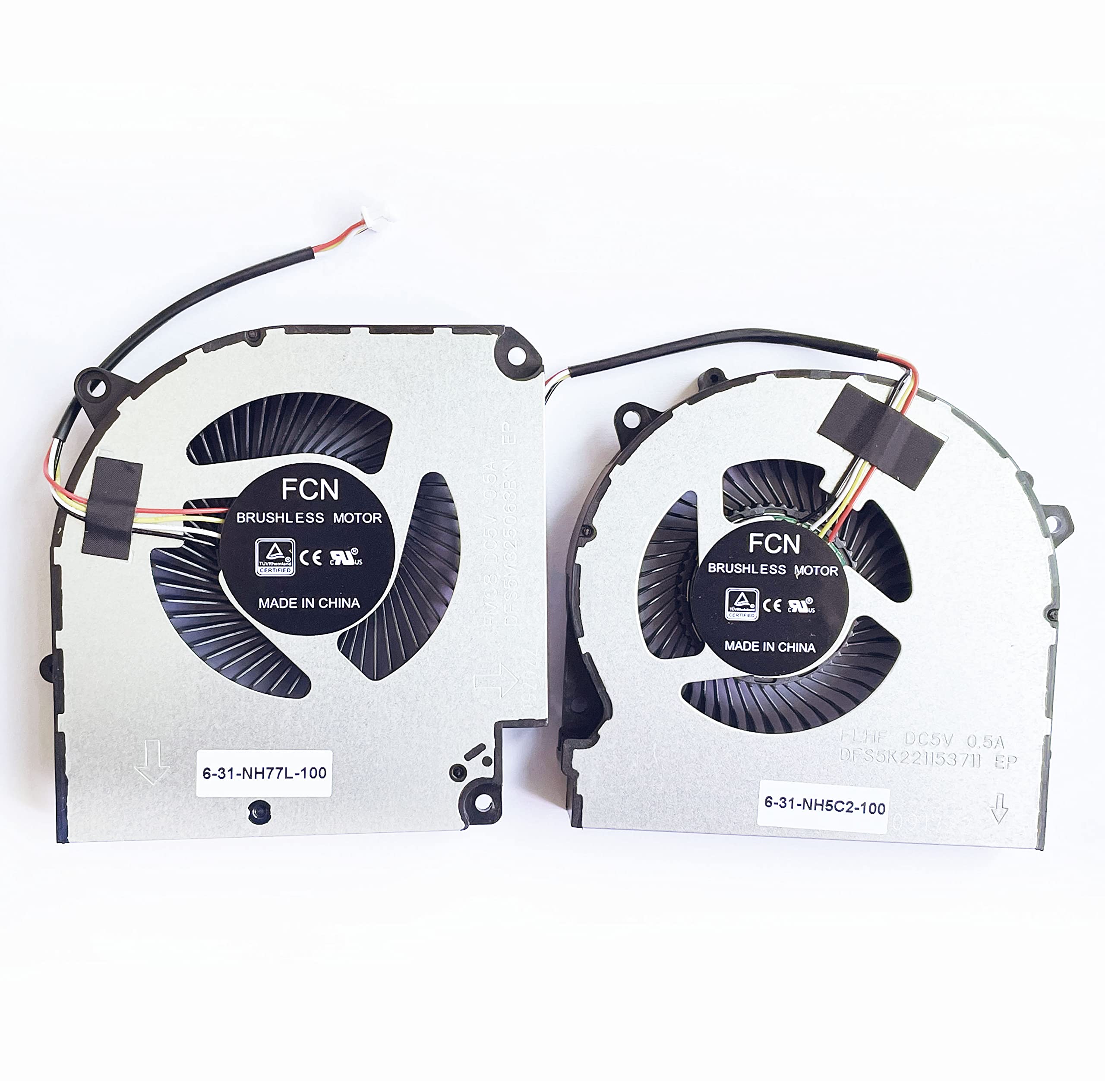 Fleshy Leaf CPU+GPU Cooling Fan Replacement for Hasee G7-CT5NA G7-CT7NA Z8-CT7NA Z8-CT7NT Z8-CR7N1 6-31-NH5C2-100 6-31-NH77L-100 DFS5M325063B1N FLHJ DFS5K221153711 FLHF