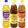Rani Premium Oils Combo Set of 3 - Peanut Oil, Mustard Oil, Sesame Oil 33.8 Ounce (1 Liter) ~ Cold Pressed | 100% Natural | Kosher | NON-GMO | Vegan | Gluten Free