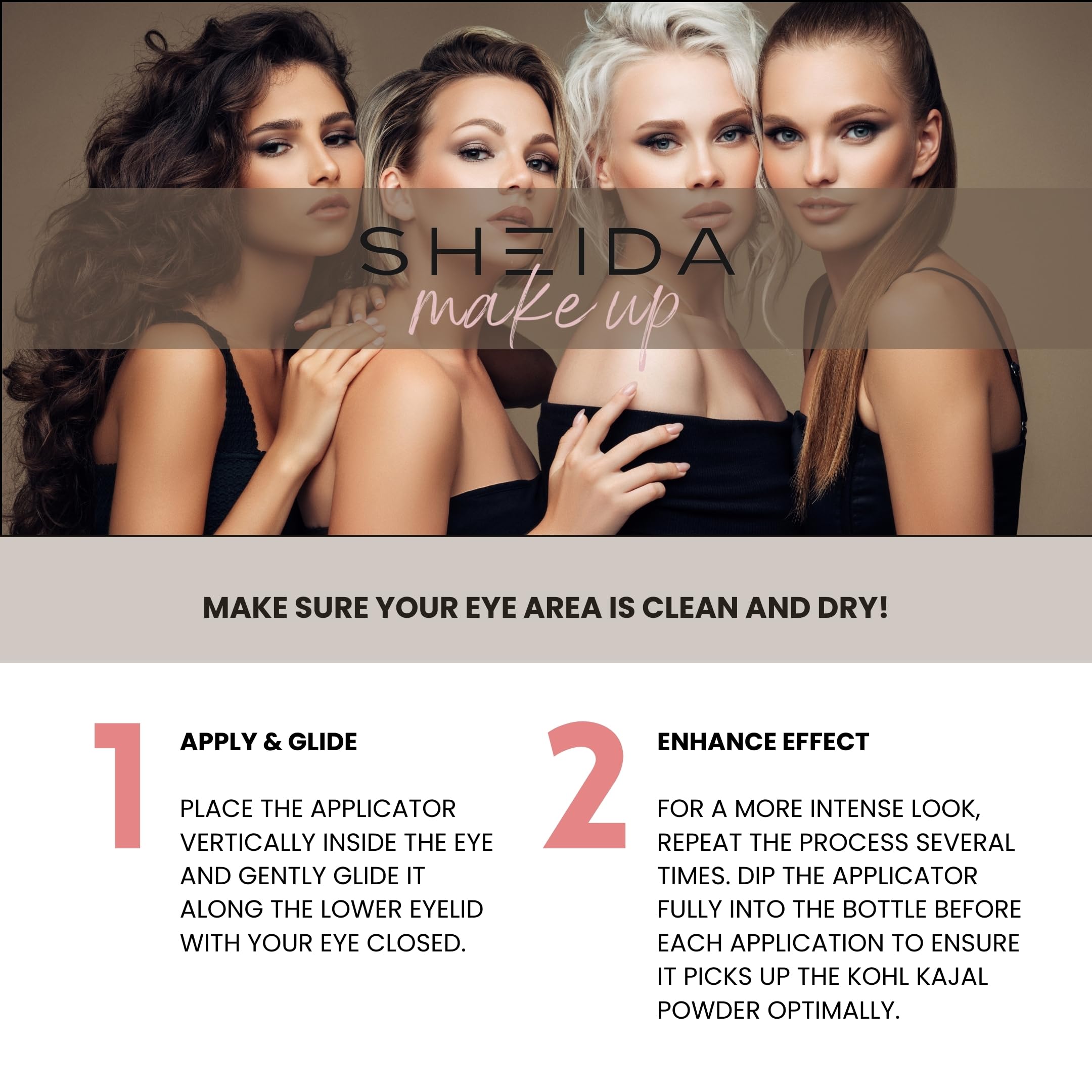 Sheida Powder Eyeliner Handmade 100% Natural Eyeliner in Powder Form, Long-Lasting Liner Arabic, Intense Color, Smudge-Proof Multi Color Shades Available