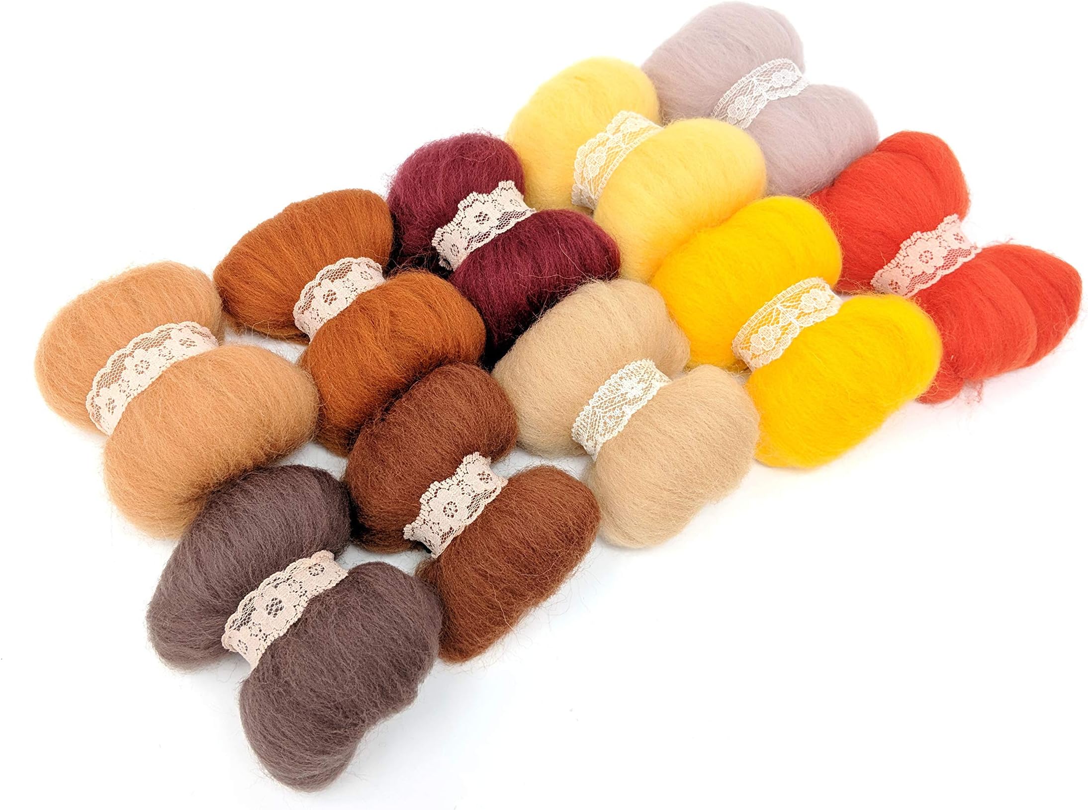 Needle Felting Wool Set of 10 Colors – Warm Autumn, 8 Grams Each Color (Autumn)