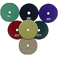 Konfor 4 Inch 6-Step Dry Diamond Polishing Pads for Granite Stone Concrete Marble 6 Piece Set