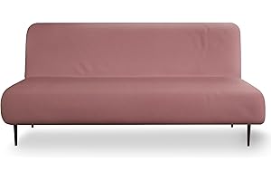 LANE LINEN Armless Futon Cover - Easy Stretchable Futon Covers Full Size, Soft Elastic Textured Fabric Sofa Bed Cover, Sofa Protector Cover for Kids, Machine Washable Couch Slipcover - Ash Rose