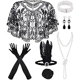 PLULON 10 Pieces 1920s Flapper Great Gatsby Accessories Set Fashion Roaring 20's Theme Set with Headband Headpiece