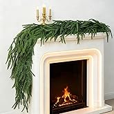 9Ft Christmas Garland, Real Touch Norfolk Pine Garland Realistic Christmas Artificial Garlands Faux Greenery Garland for Stairs Table Mantle Fireplace Indoor Outdoor Decor