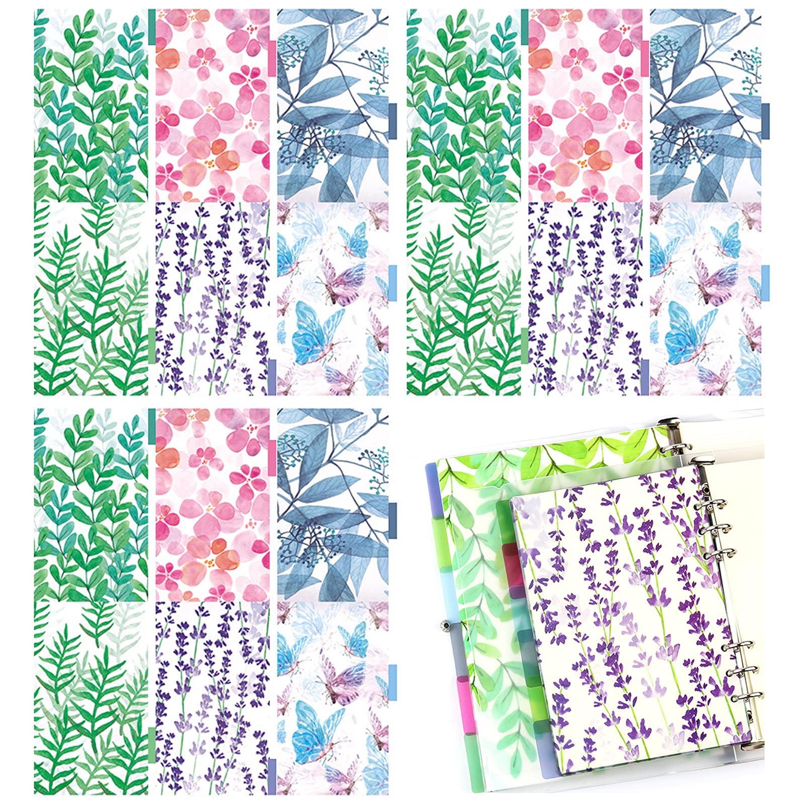 Dzmuero Dividers Index Page A4, File Dividers, Folder Dividers, Plastic Index Tab Binder Dividers for Notebooks Travel Diary, 3 Sets(18 Pcs)