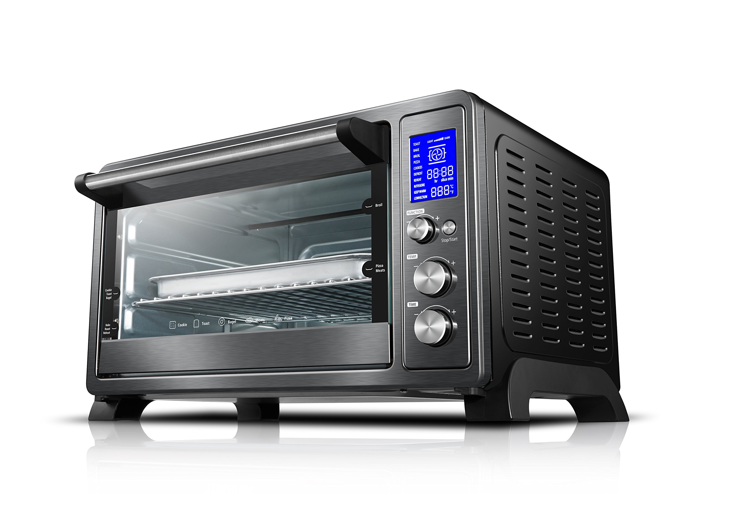Toshiba AC25CEW-BS Digital Oven with Convection/Toast/Bake/Broil Function, 6-Slice Bread/12-Inch Pizza, Black Stainless Steel