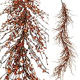 Quixem 60 Inch Fall Berry Garland (5 Ft), Rustic Sunset Orange and Dark Blue Pip Berry Garland for Mantel, Thanksgiving & Harvest Holiday Home Decor Indoor Outdoor