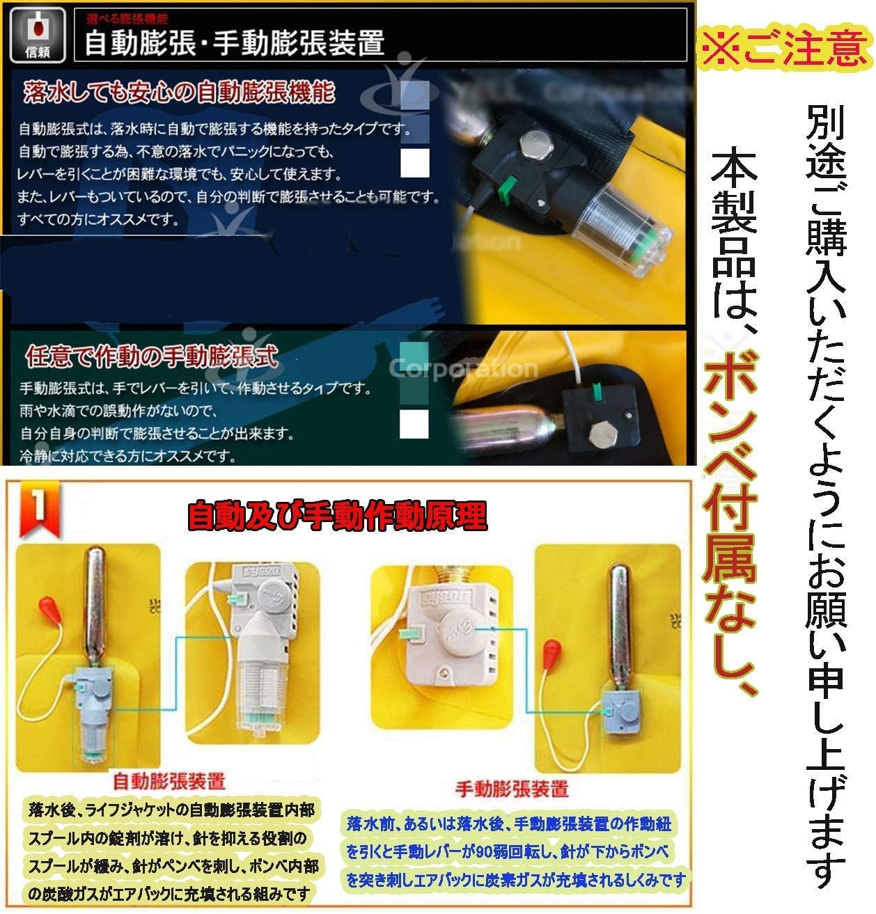 Amazon Inotenka ライフジャケット 手動 自動膨張式 ベルトタイプ インフレータブル 救命胴衣 男女兼用 Fishingmore ライフジャケット フローティングベスト