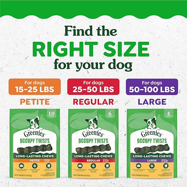 GREENIES OCCUPY TWISTS NATURAL DOG TREATS LARGE BREED SIZE CHICKEN FLAVOR, 8.55 OZ. PACK, 4 COUNT