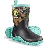 TIDEWE Rubber Boots for Women with Steel Shank, 6mm Neoprene Waterproof Insulated Mid Calf Rain Boots, Sturdy Hunting Work Boots for Farming Gardening Fishing