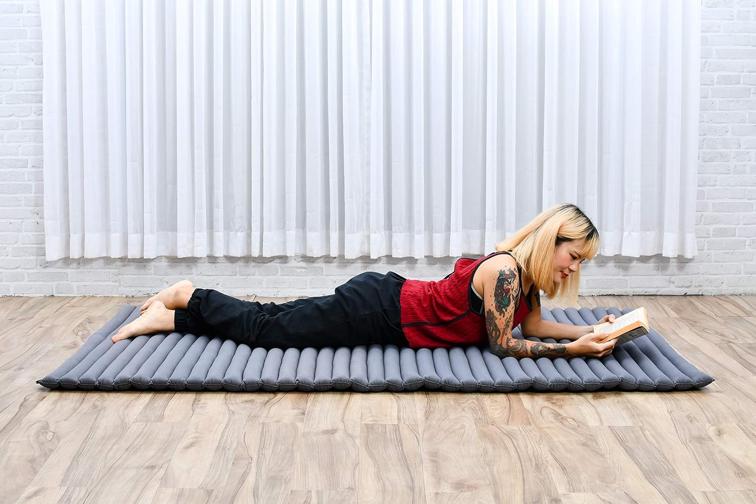 Leewadee Rollable Floor Mat L, Comfortable and Rollable Thai Mattress, Soft Massage Mat Filled with Eco-Friendly Kapok - Image 4