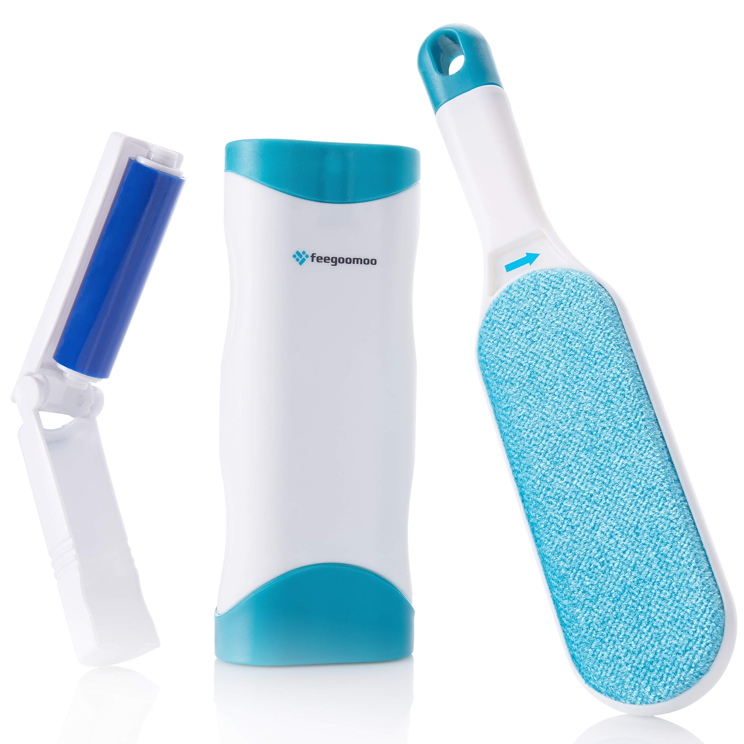 Lint Brush Set with Foldable Lint Roller - Reusable Pet Hair Remover with Extremely Easy Cleaning - Can also be Used as Clothes Brush Blue