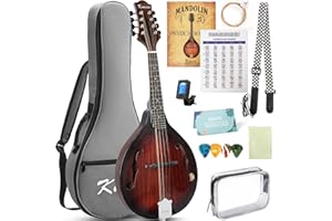 KMISE Mandolin Musical Instrument A Style, Acoustic Mandolins Instrument Kit 8 String with Tuner Strap Gig Bag Chord Chart for Professional Beginners Adults Teens Youth(A Style Acoustic Brown, 8 String)