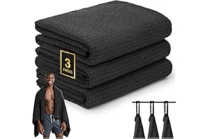 SOOWASH Microfiber Sweat Towel Quick Dry Lightweight Absorbent 3 Pack，Fast Drying 27‘’ X 55‘’ Negative Ions Odorless Gym Towels for Men & Women Yoga Sports Travel Outdoor Camping Gym (Large Black)