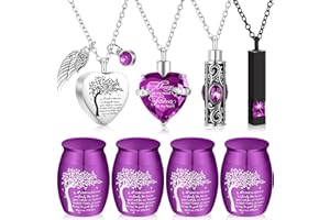 Shimeyao Set of 8 Small Urns for Human Ashes Cremation Urns Keepsake Ash Holders Family Tree Memorial Heart Locket Waterproof for Adults Women Men Loved Ones(Purple)
