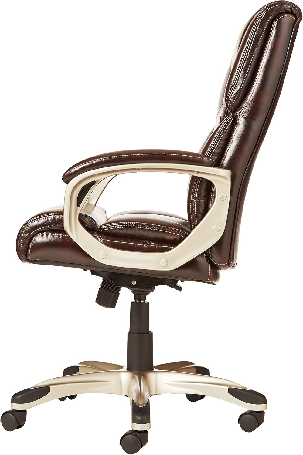 Basics High-Back, Leather Executive, Swivel, Adjustable Office Desk Chair with Casters, Brown: Furniture & Decor