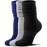 FITRELL Slouch Socks for Women, 3 Pairs Soft Cotton Knee High Scrunch Tube Boot Socks