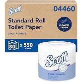 Scott Professional Standard Roll Toilet Paper, Bulk, 80 Rolls (04460) | 550 Sheets/Roll, 2-Ply, Individually Wrapped, Elevated Design, Plus Tier